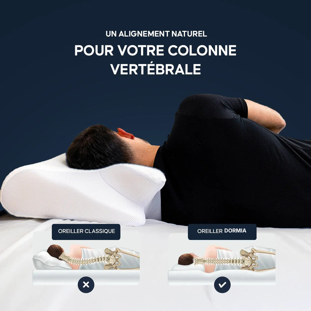 L'oreiller Dormia pour ceux dont le corps encaisse toute la journée.